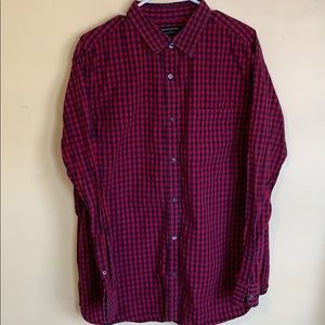 Red and blue button down